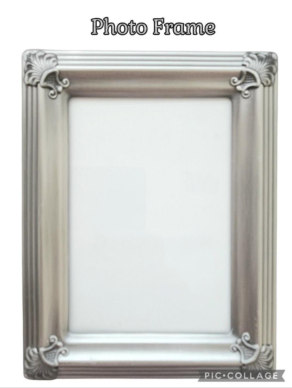 Frame photo silver decorative corners black back & glass front